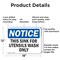 Signmission This Sink For Utensil Wash Only, 18 in W x Rectangle, Aluminum OS-2PACK-NS-A-1218-L-16709 - alternate 3